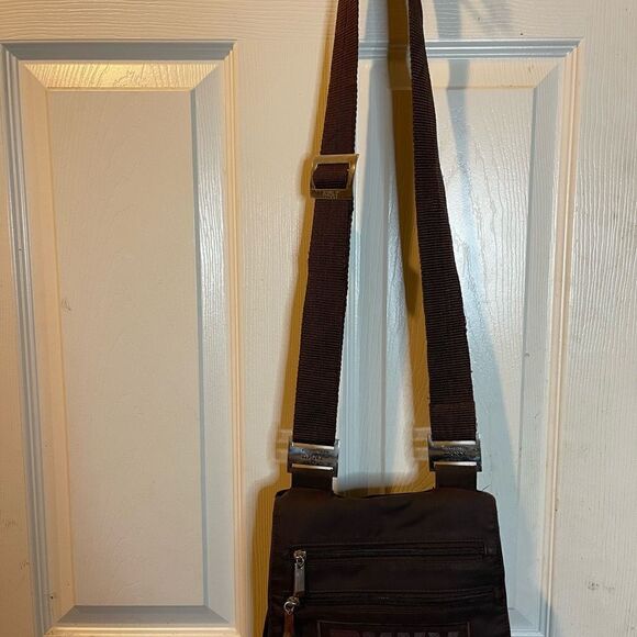 DKNY Brown Nylon small crossbody bag with silver tone accents and hardwares - Picture 2 of 12